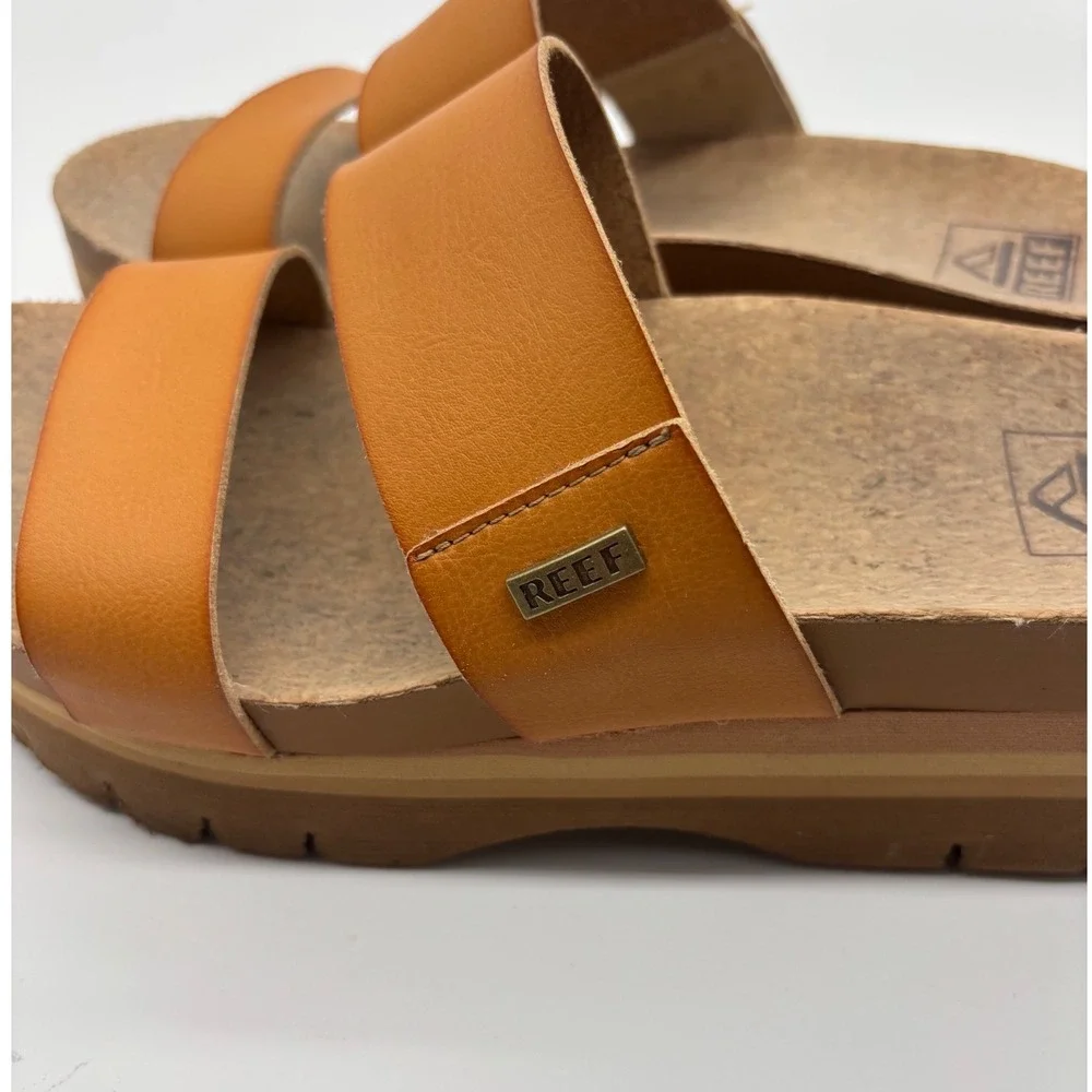 Reef Cushion Vista Hi 2.5 Tan Platform Slide Sandals Womens 7